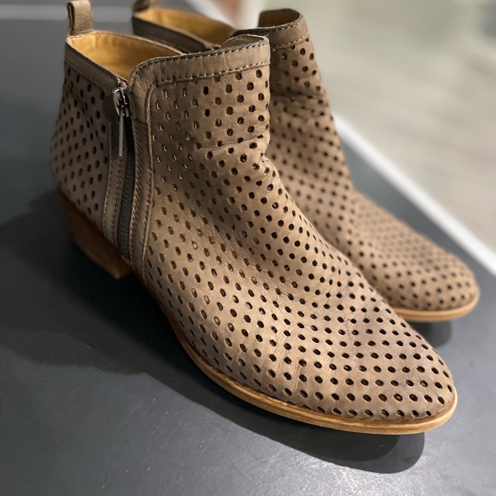 Lucky Brand Brown Perforated Ankle Booties